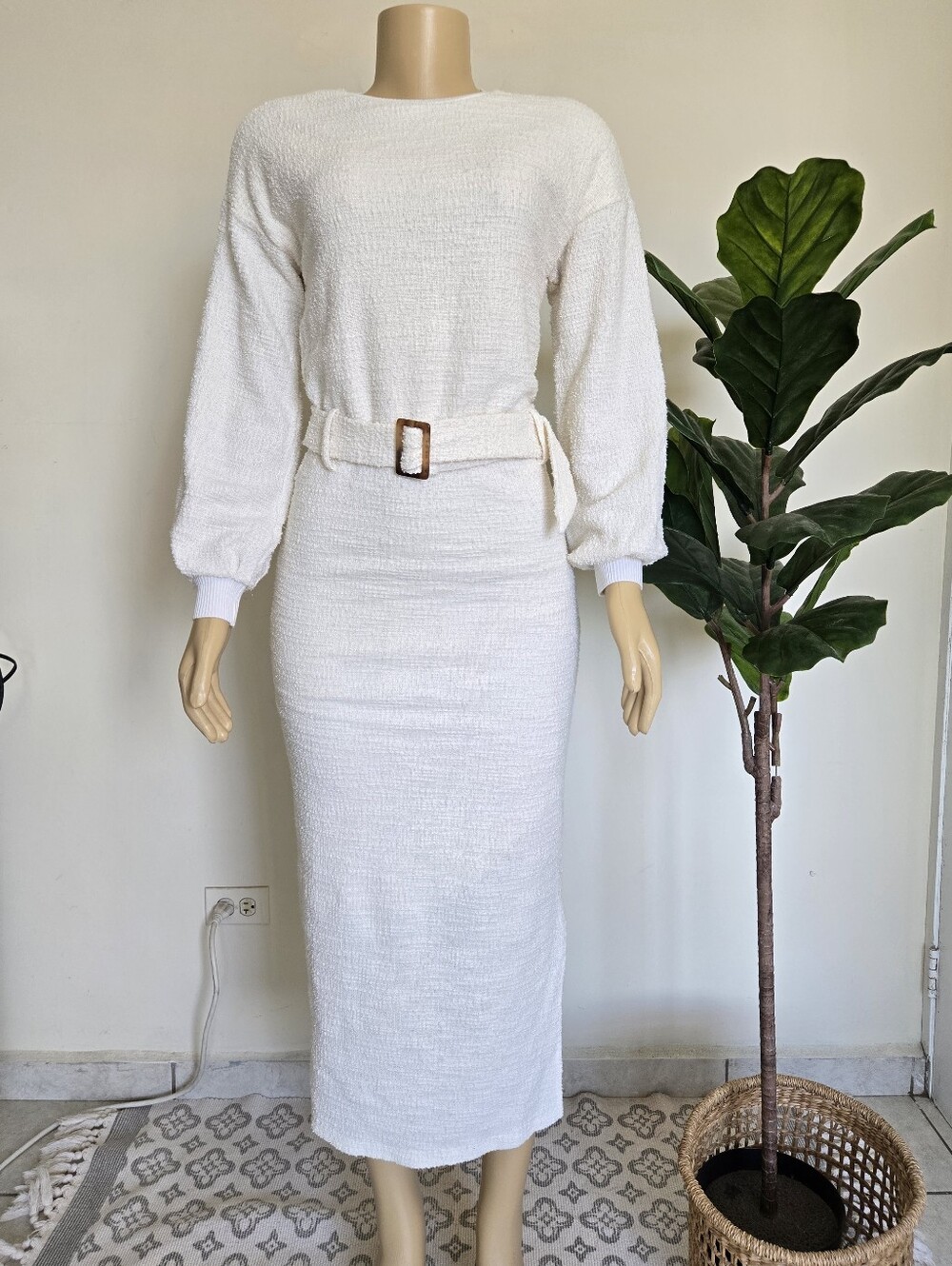 DOLAN Anthropologie Jacqueline Belted Ivory Maxi Dress Size XS Women's White